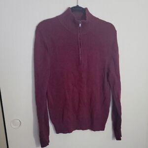 Merona Red Zip Up Sweater with Fine Knit Texture
